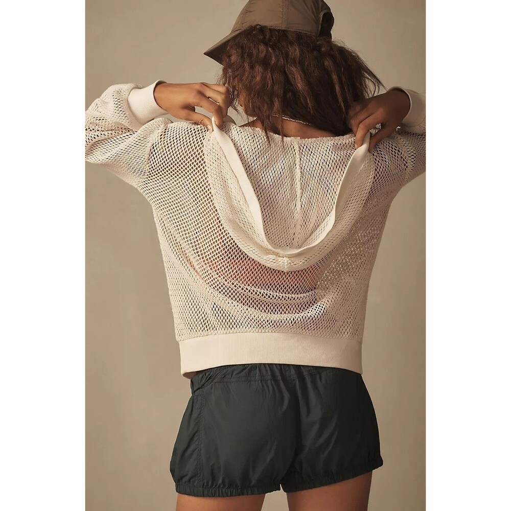 Daily Practice by Anthropologie Embroidered Mesh Hoodie Crochet Fishnet S 287144 - Picture 2 of 9